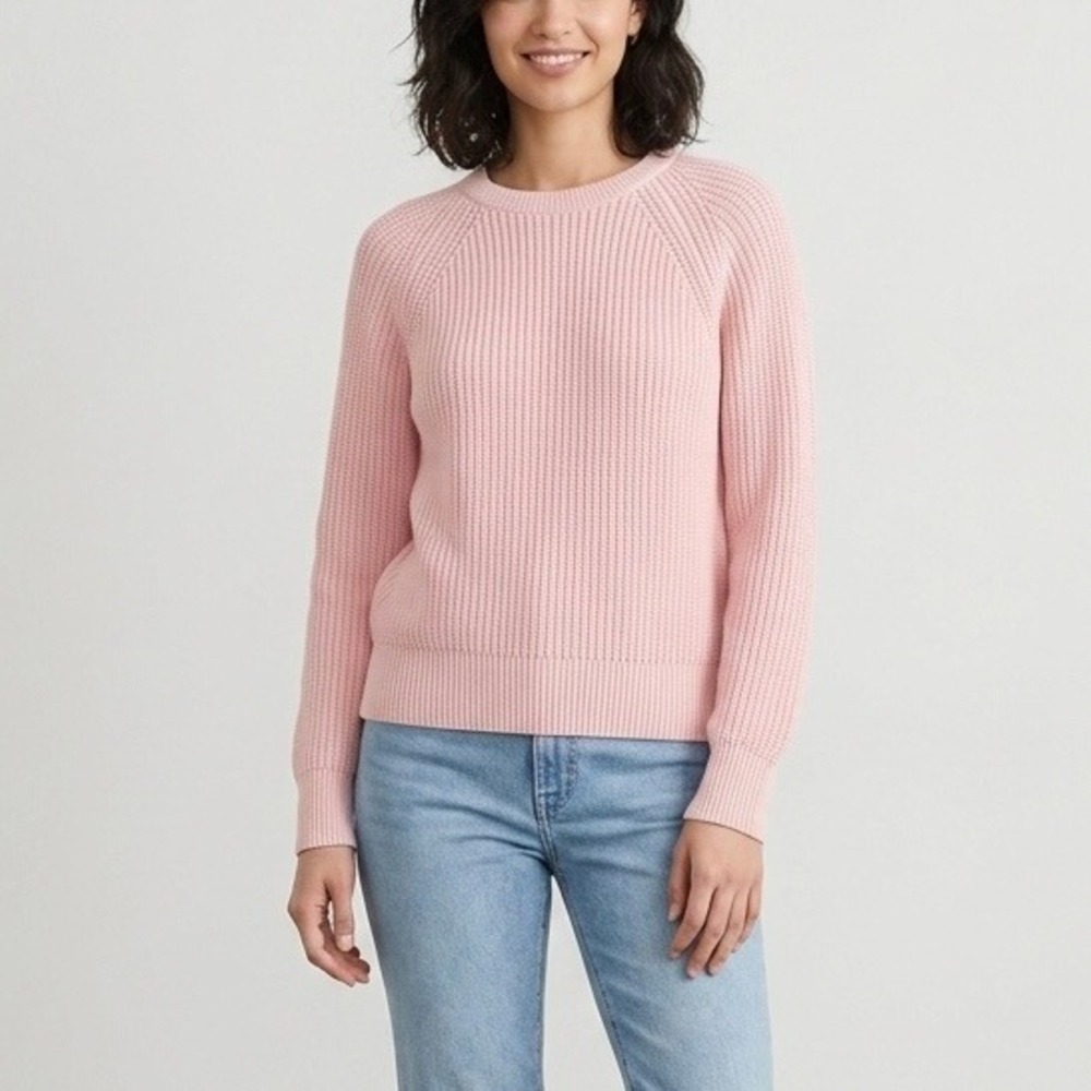 J.Crew Women's Pink Shaker Stitch Cotton Crewneck Raglan Sweater BN190 Size XS